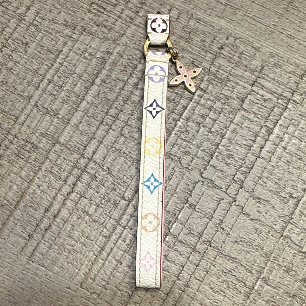 Louis Vuitton White and Multicolor Strap Keychain